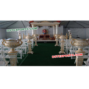 Pillier de couloir de mariage en Fiber de carbone, support avec Pot en plastique FRP, colonnes de couloir de mariage de Style différents - Product Image 1