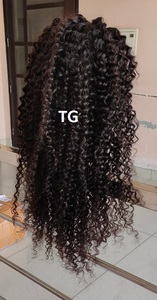 Perruque en cheveux humains bouclés profonds avec traitement vapeur, noir naturel, 20 pouces, avec closure 4x4, à prix de gros, fournisseur de cheveux indiens - Product Image 6