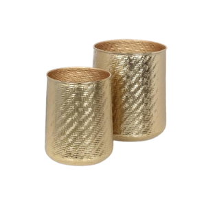 Macetas martilladas de aluminio con soporte de hierro Juego de diferentes tamaños de dos macetas para decoración de hotel y restaurante - Product Image 4