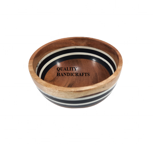 Bol à fruits secs en bois d'acacia Offre Spéciale bol à salade classique fait à la main stockage de fruits maison vaisselle inde artisanat de qualité 15X7.5CM - Product Image 4