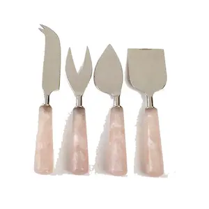 Juego de cuchillos de queso de la mejor calidad con diseño de mango de cuarzo rosa Juego de herramientas de queso real de alta calidad para el hogar - Product Image 1