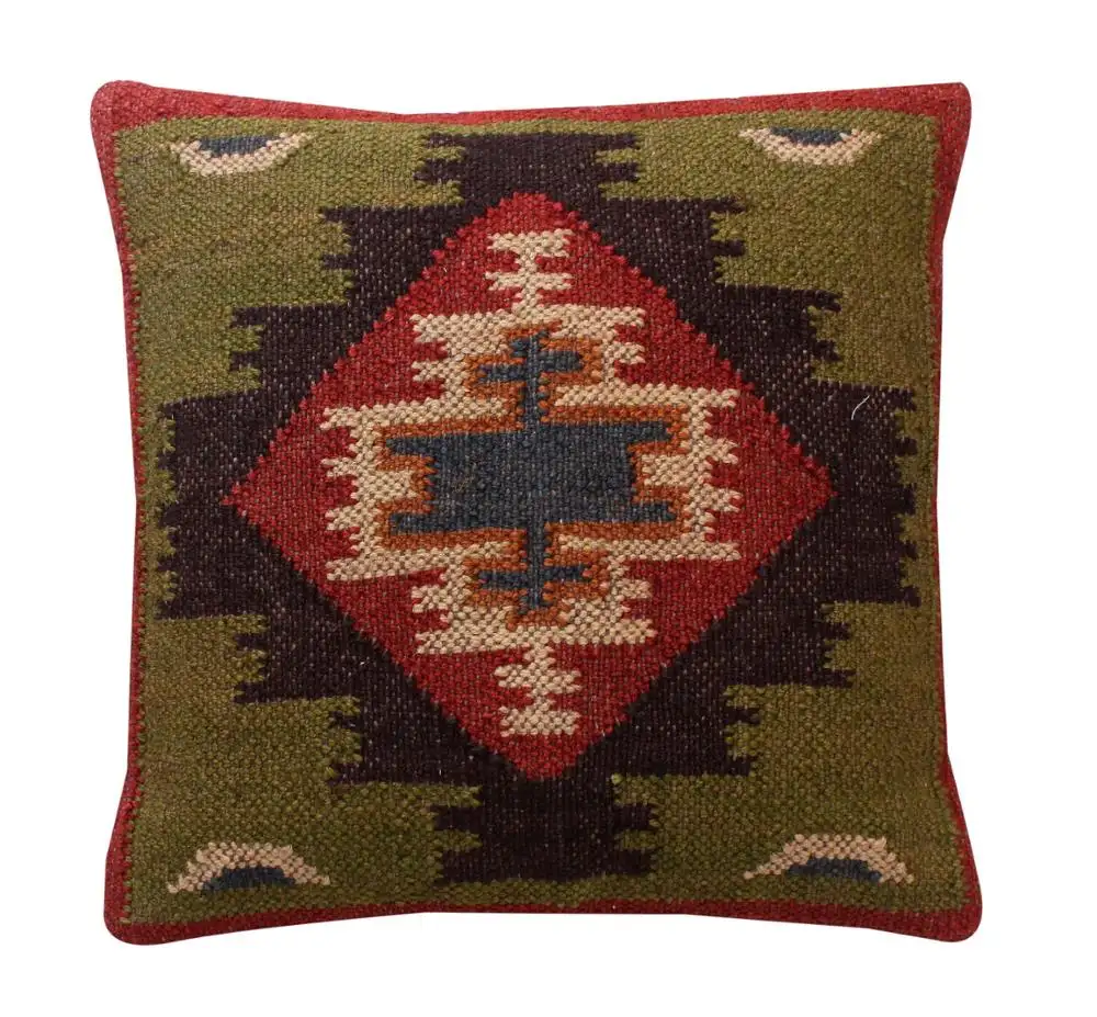 % 100% jüt el yapımı hint dekoratif minder örtüsü Bohemian Vintage Kilim dekoratif ev yastık kılıfı minder örtüsü