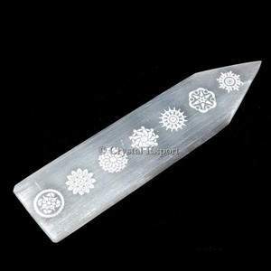 ไม้นวดแบบแบนยี่ห้อ Selenite อุปกรณ์บำบัดฮวงจุ้ยแกะสลักอัญมณีอาเกตแกะสลักสไตล์ความรัก - Product Image 1