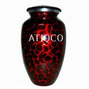 Latest Standard Hand Painted Solid Aluminum Cremation <b>Urn</b> Attractive Iron <b>Jar</b> in Black Red Adult Use Metal <b>Jar</b> for Sale - Product Image 1