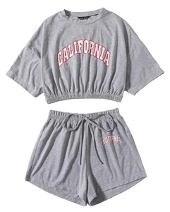 Ensemble de survêtement côtelé pour femmes, t-shirt manches courtes, Short de jogging, collection du Bangladesh, été - Product Image 2