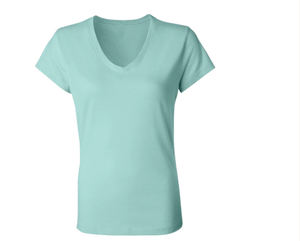 Plain women t-shirt wholesale blank t shirts with short sleeve v neck comfortable t-shirt custom made OEM logo print - Product Image 3