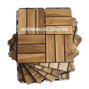 Azulejo de cubierta de madera de teca-Alta calidad 12 listones DIY Azulejo de cubierta de madera de teca entrelazado fácil de montar para exteriores e interiores - Product Image 6