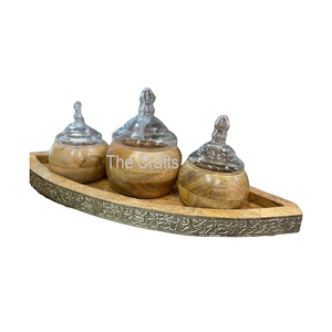 ชุด3ขนาดที่แตกต่างกันถั่วผลไม้แห้งไม้และของหวานที่ให้บริการพร้อมกล่องเก็บลายนูน - Product Image 1