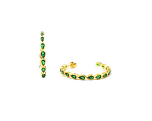 Ensemble de boucles d'oreilles Bali en argent sterling 925 plaqué or Onyx vert Boucles d'oreilles en pierres précieuses Paire de boucles d'oreilles en pierre - Product Image 6