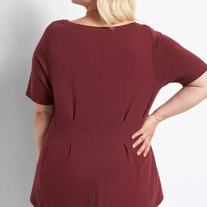 T-shirt d'entraînement pour femme avec logo personnalisé uni surdimensionné à séchage rapide en coton polyester soie grande taille longueur short pour le printemps automne - Product Image 5