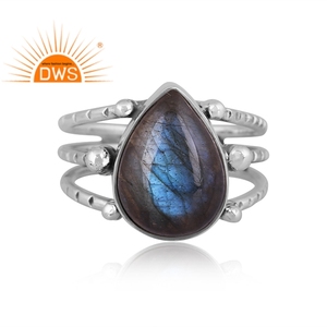 Newly Designer Oxidized Sterling Silver Natural <b>Labradorite</b> Gemstone Spiral <b>Ring</b> Jewelry Manufacturer - Product Image 2