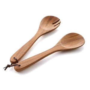 Cuillère à salade en bois naturel pour servir, cuillère à motif floral sculpté, outils de cuisine en bois de teck, couleur bois et maison et cuisine - Product Image 5