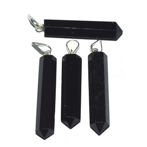 Buy Online Black Tourmaline 6faceted Pencil Pendants : Black Tourmaline 6faceted Pencil Pendants for Sale - Product Image 1