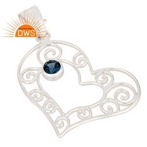 Collar con Colgante de Topacio Azul de Londres Natural en Plata de Ley 925, Tendencia en Ventas 2026, Fabricante de Joyería - Product Image 2