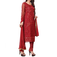 Pakistanais dernier filet entièrement brodé longue robe vente chaude dames Kurta avec motif solide de broderie lourde à la main