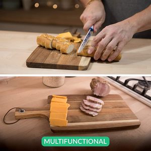 Acacia Wooden Thin Kitchen Cutting Boards with Round Hole Chopping Board for Vegetables Meat Cheese Fruit Food Serving Platter - Product Image 2