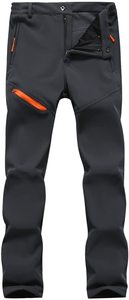 <b>Mens</b> Warm Fleece Lined Hiking Trousers Windproof Casual Solid Color Zipper Fly Trekking Trousers Softshell Sweatpants - Product Image 2