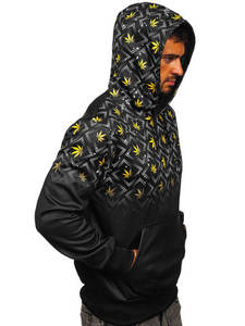 Sudadera con capucha estampada negra para hombre temporada de invierno hecha de material de poliéster/algodón - Product Image 4