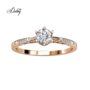 Anello di fidanzamento alla moda dasini impreziosito da cristalli <span class=keywords><strong>Swarovski</strong></span> gioielli in <span class=keywords><strong>argento</strong></span> 925 placcato oro 18K per donna - Product Image 5