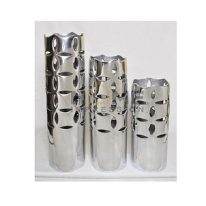 Decorative Metal Hammered <b>Wicker</b> Tall Outdoor Flower <b>Vase</b> Crast Art Pattern Lattest Design Flower <b>Vase</b> Shiny Metal Decorative - Product Image 2