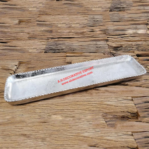 Plateau de service à fruits en aluminium avec bordure embossée Plats de service en métal de forme rectangulaire pour la décoration de mariage - Product Image 6