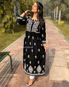 Abbigliamento da ufficio più bello abbigliamento da donna stampato in rayon di cotone kurti con palazzo indiano pronto a indossare kurti di lana a basso prezzo