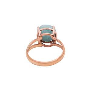 Impecable aguamarina cruda preciosa piedra preciosa forma redonda anillo chapado en oro rosa 925 joyería de plata esterlina para venta al por mayor - Product Image 4