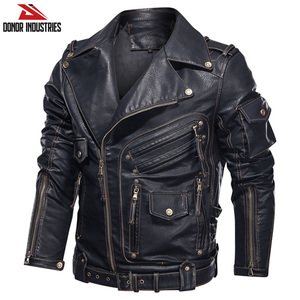 Waterproof Canvas Cow Leather <b>Jacket</b> for Men Custom Color <b>Slim</b> <b>Fit</b> Stand Collar Leather <b>Jackets</b> - Product Image 3