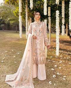 Chemisier brodé en mousseline Semi-Pure, manches, à ourlet et à l'arrière, en Organza, Dubatta, modèle 2022 2023, conception personnalisée - Product Image 3