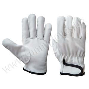 Sunny Wholesale Cheap Men's white Unlined Cowhide Leather Driving <b>Gloves</b> - Product Image 3