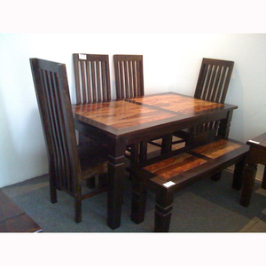 Hiện Đại Truyền Thống Rắn Gỗ Ăn Đặt 1 Bảng 4 Có Thể Điều Chỉnh Ghế Với 1 Băng Ghế Dự Bị Cho Nhà Khách Sạn Nhà Hàng Số Lượng Lớn Bán Buôn - Product Image 4