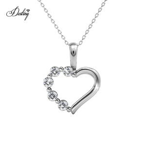 Trendy Love Heart Design Pendentif orné de cristaux <span class=keywords><strong>Swarovski</strong></span> Bijoux Daisini Collier en argent sterling/laiton - Product Image 4