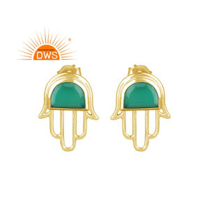 Pendientes de Plata de Ley 925 con Ónix Verde Natural y Diseño Hamsa, los Más Vendidos del 2026, para Mujer, Fabricante de Joyería - Product Image 1