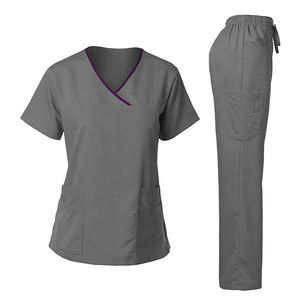 Traje de Jogger de alta calidad con cuello en V para mujer, entrega rápida, uniformes de hospital médico OEM, uniformes tejidos de enfermera - Product Image 3