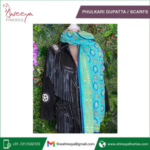 Venta caliente bordado a mano Phulkari Dupatta bufandas logotipo personalizado impreso Georgette gasa Jersey estolas Pashmina musulmanes a granel - Product Image 5