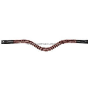 Top Quality Full Grain Patent Leather Brow Band for Horse Curved Shaped with Customized Red and Black Crystals <b>Metal</b> <b>Chain</b> - Product Image 2