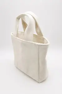 Ginzeal Mini bez çantalar yeniden özelleştirilmiş karikatür Logo baskılı alışveriş beyaz pamuk kanvas kadın büyük el çantası çantası kız için