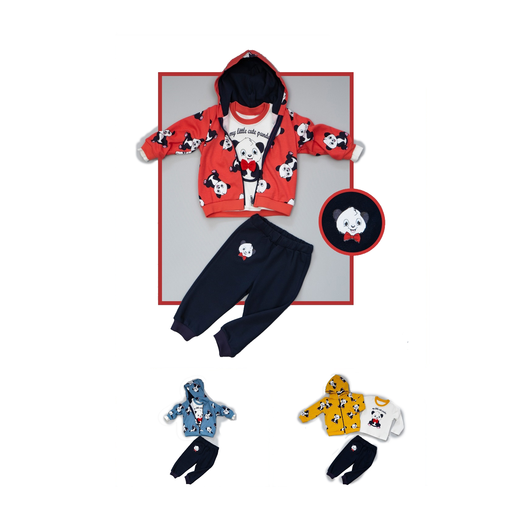 Горячая распродажа! Футболки с рисунком панды; Одежда для маленьких мальчиков; Комплект из 3 предметов, комплект с худи из мультфильмов, Весенняя мягкая одежда из хлопка для малышей, с помощью necix бренд