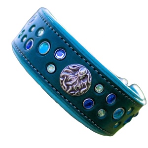Handmade 100% Genuine Cow Leather Premium Quality Colorful Soft Padding <b>Dog</b> <b>Collar</b> With Concho And Stud Decoration Manufacturer - Product Image 1