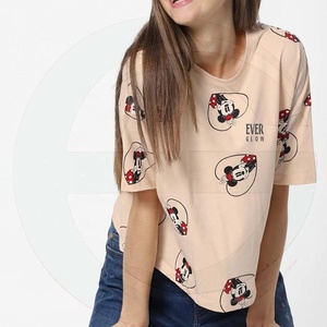 Camiseta de sublimación para mujer, nueva tendencia, estampado, mini ratón, Color sólido duradero - Product Image 1