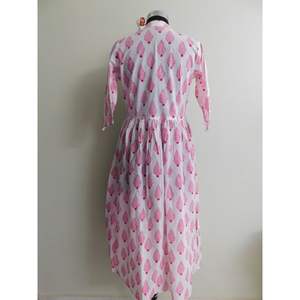 Kurtis en coton à fleurs doubles pour femmes, tuniques imprimées au sol faites à la main pour robes décontractées de printemps - Product Image 2