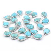 Pendentif en argent sterling 925 plaqué argent avec turquoise en forme de poire Kingman Block, fabrication artisanale de bijoux