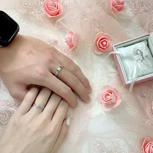 Couple romantique mariage anniversaire fête anneaux 925 argent Sterling haute qualité unisexe - Product Image 1