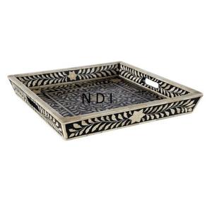 Bandeja para servir pizza con forma personalizada, bandejas de madera con incrustaciones de hueso, bandeja para servidor de desayuno, bandeja para servidor de pastel de comida de estilo moderno - Product Image 1