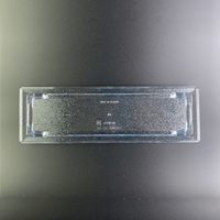 Plateau rectangulaire en plastique blanc de marque Folin, YOHIRA 32-10, procédé blister, jetable, PET PP, alimentaire, 56g VN 320x100mm, empilable