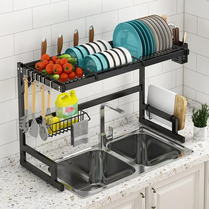 Amazon Stainless Steel Sink Drain Rack Kitchen Shelf DIY Bowl Dish Cutlery Drying Storage Rack Kitchen Organizer