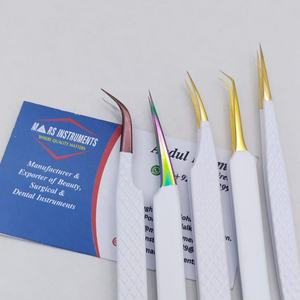 Venta al por mayor de pinzas de pestañas de acero inoxidable sostenible blanco recto volumen puntiagudo herramientas de extensión - Product Image 4