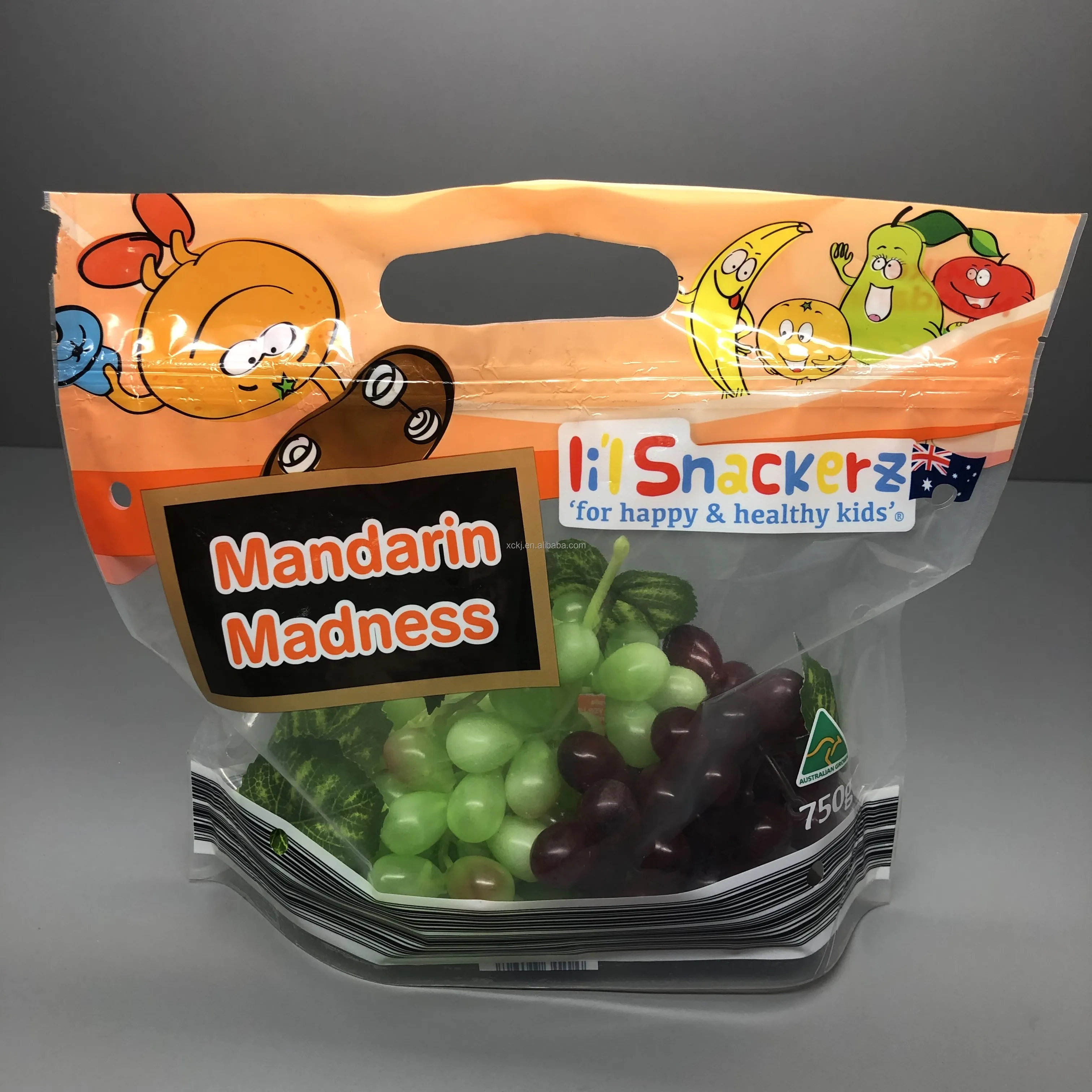 Fresh Lock Packaging Pouch Vent Hole And Handle, Grape, Mango, Fruit, Vegetable, PP slider Lock Zipper