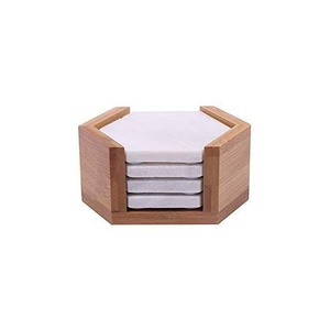 Marble <b>Coaster</b> <b>Set</b> With Wooden Stand - Product Image 1