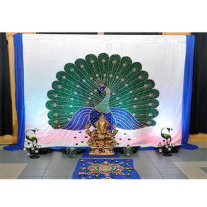 Boda Mehndi & Sangeet evento Pavo Real telón de fondo hermoso Pavo Real cortinas diseño para boda hindú boda Sangeet telón de fondo - Product Image 1